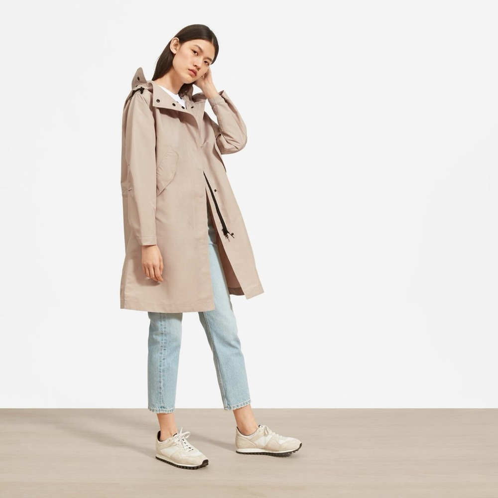 Everlane Khaki Tan Renew Anorak Lightweight Full Zip Hooded Outdoor Rain Jacket
